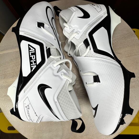 Size 13.5 Nike Alpha Menace Pro 3 White Black Football Cleats DH3292–100 NEW - Picture 8 of 13